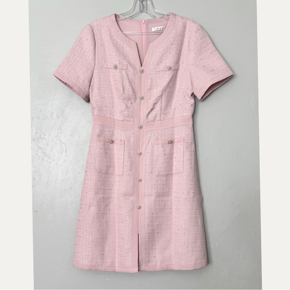 Goelia light Pink V-Neck Short Sleeve Mini Dress Size 6 (NWOT)